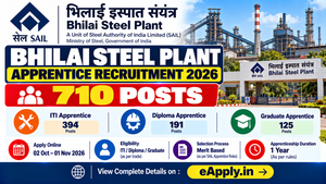 Bhilai Steel Plant Apprentice Recruitment 2026: Apply Online for 710 ITI, Diploma & Graduate Posts