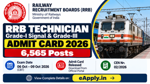 RRB Technician Admit Card 2026: CEN 02/2026 Hall Ticket for 6,565 Posts