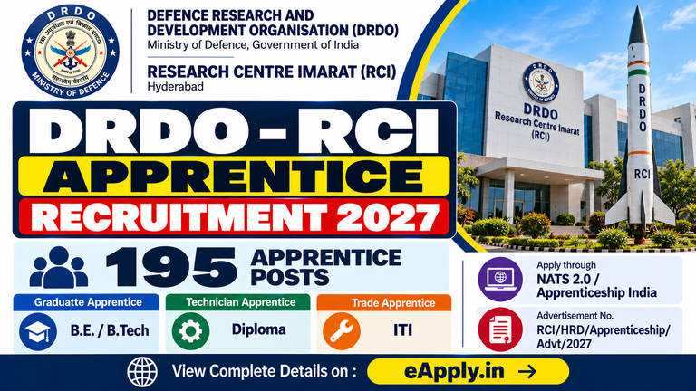 DRDO RCI Apprentice Recruitment 2026: 195 Vacancies