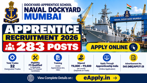 Naval Dockyard Mumbai Apprentice Recruitment 2026: 283 Posts Apply Online